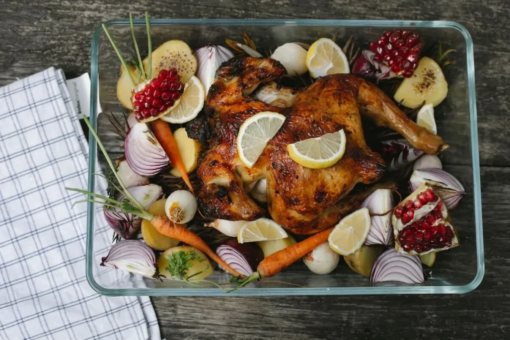Homemade one-pan roast chicken dinner 